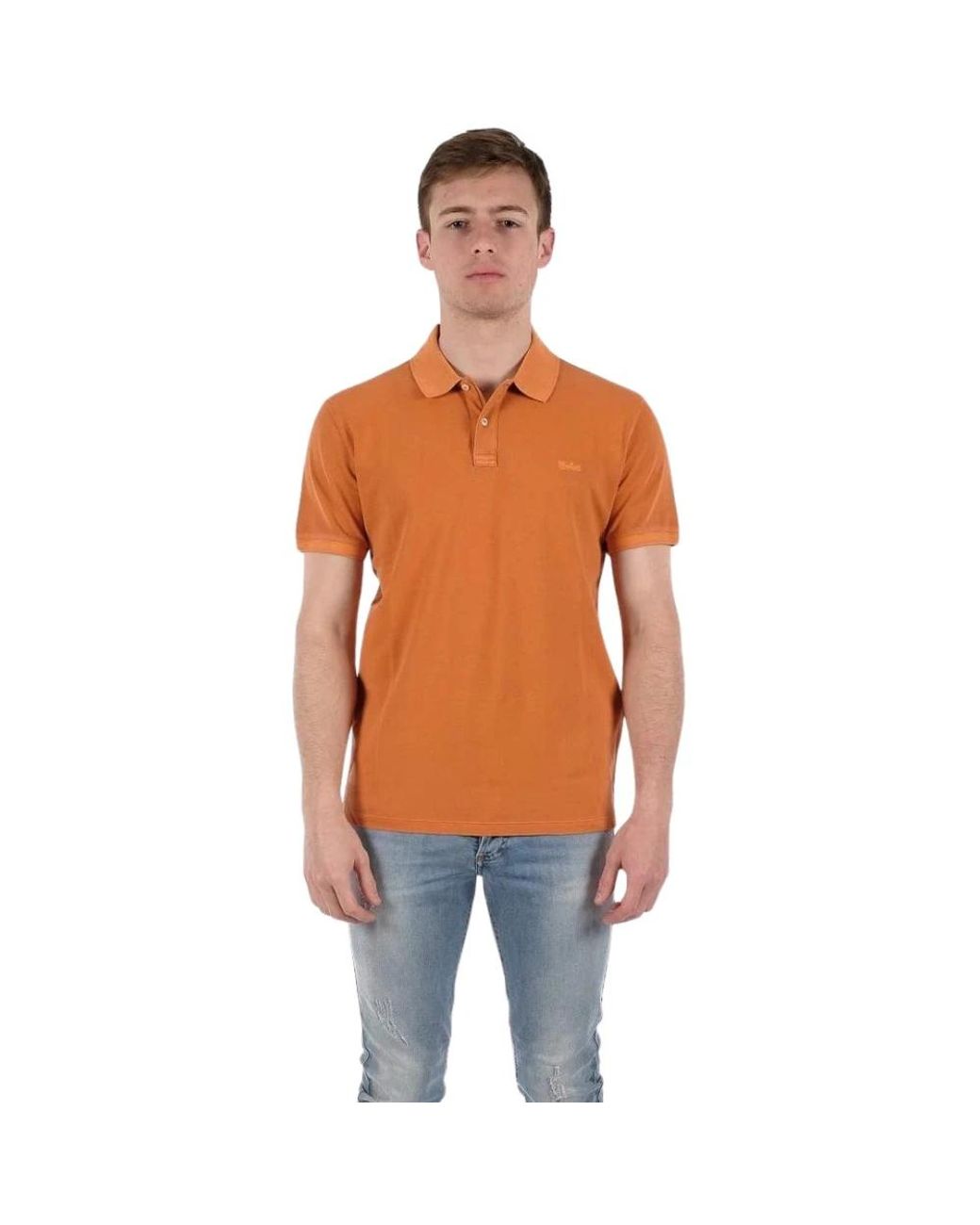 Woolrich Tops ,Bruin ,Katoen Vintage Mackinack Polo in het Orange voor heren