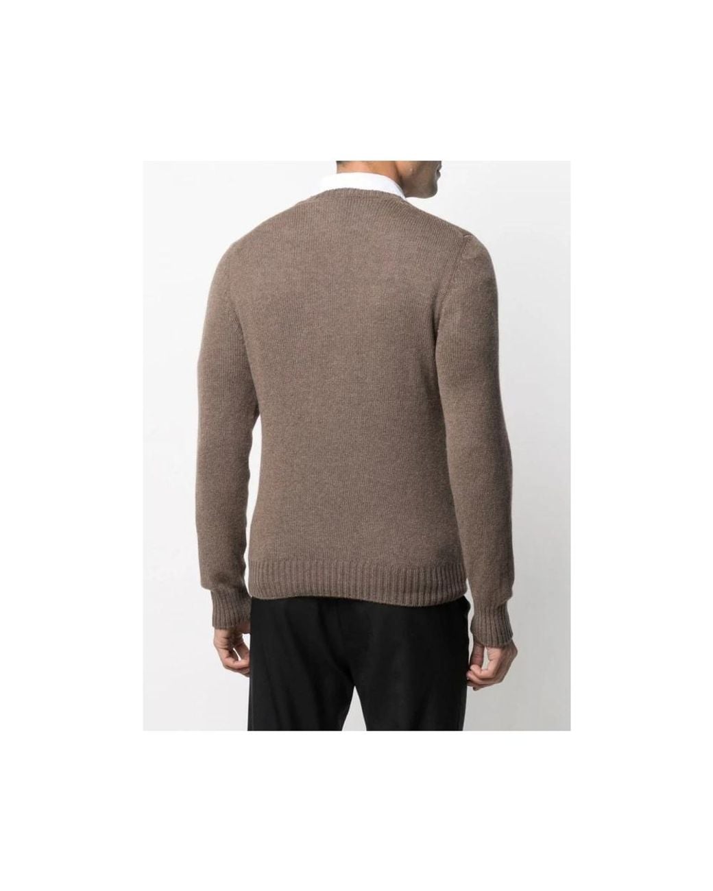 Barba Napoli Brown Round-Neck Knitwear for men