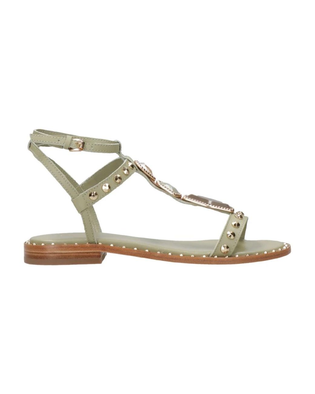 Ash Schoenen ,Groen ,Leer Leren Sandalen Met Studs in het Metallic