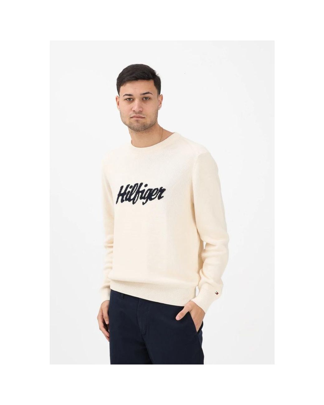 Tommy Hilfiger White Round-Neck Knitwear for men
