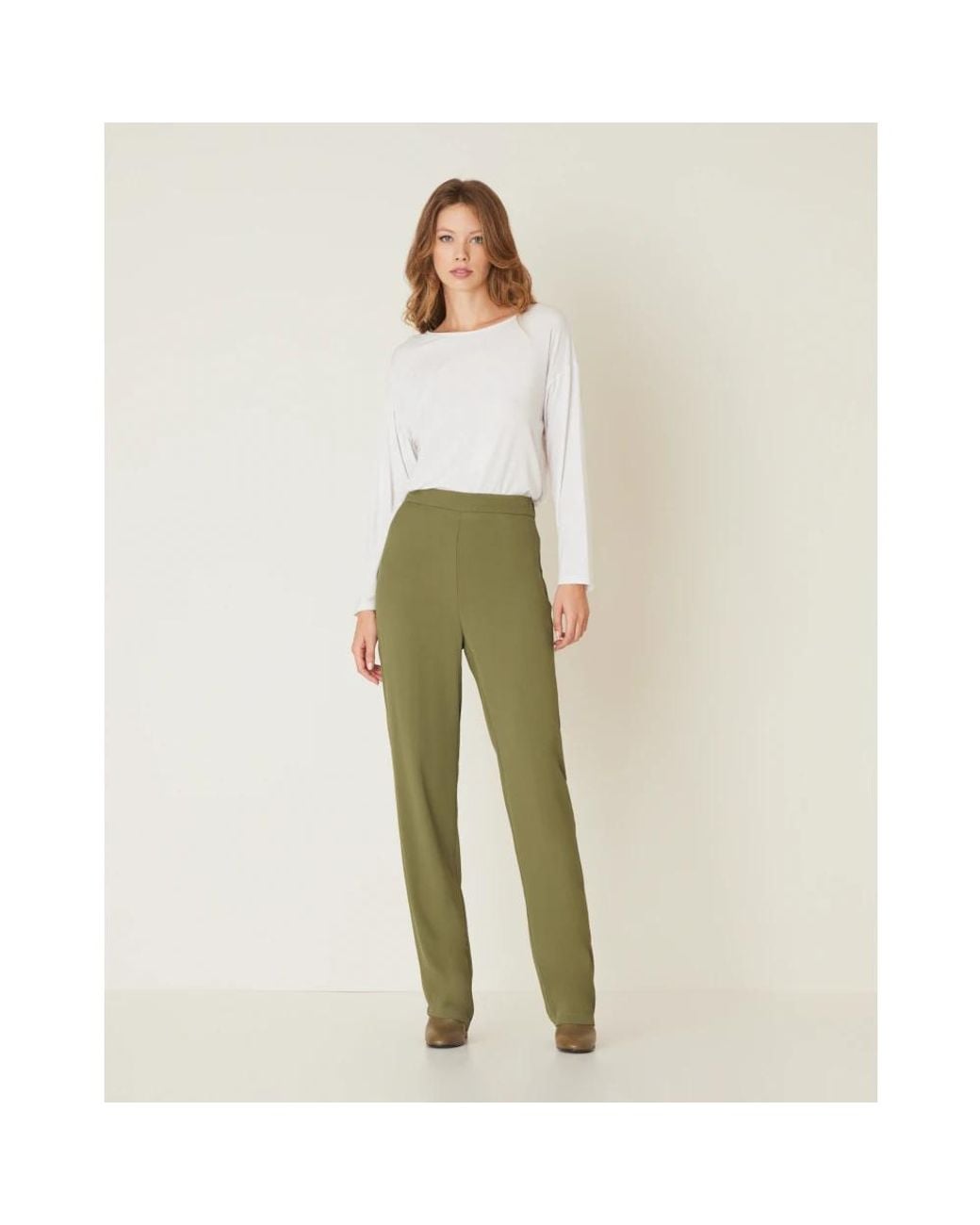 Manila Grace Green Straight Trousers