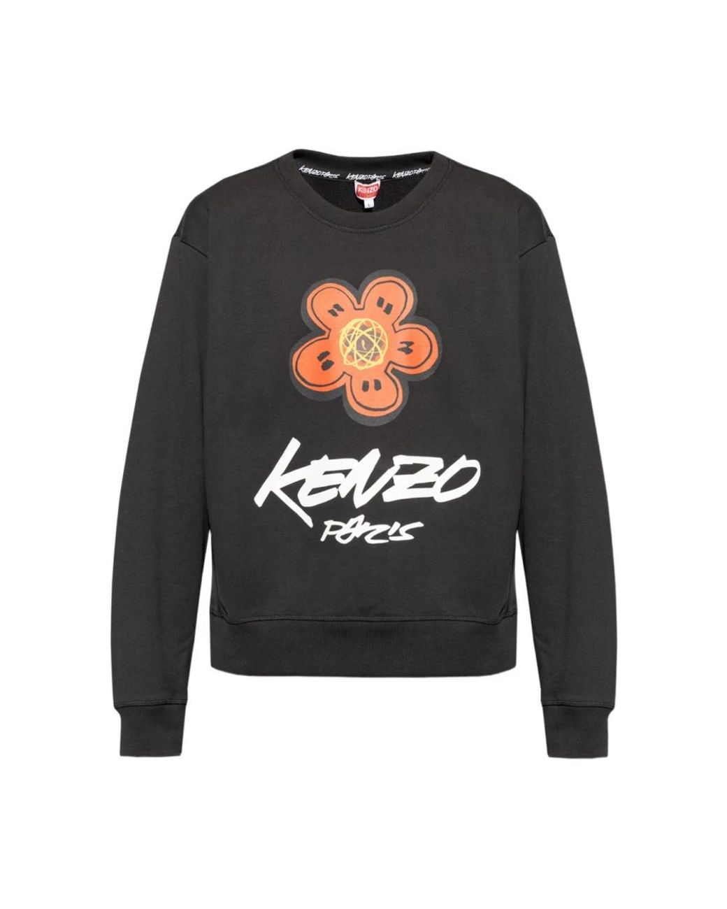 KENZO Hoodies & Sweatvesten ,Zwart ,Katoen Zwarte Katoenen Crewneck Sweatshirt Met Prints in het Gray voor heren