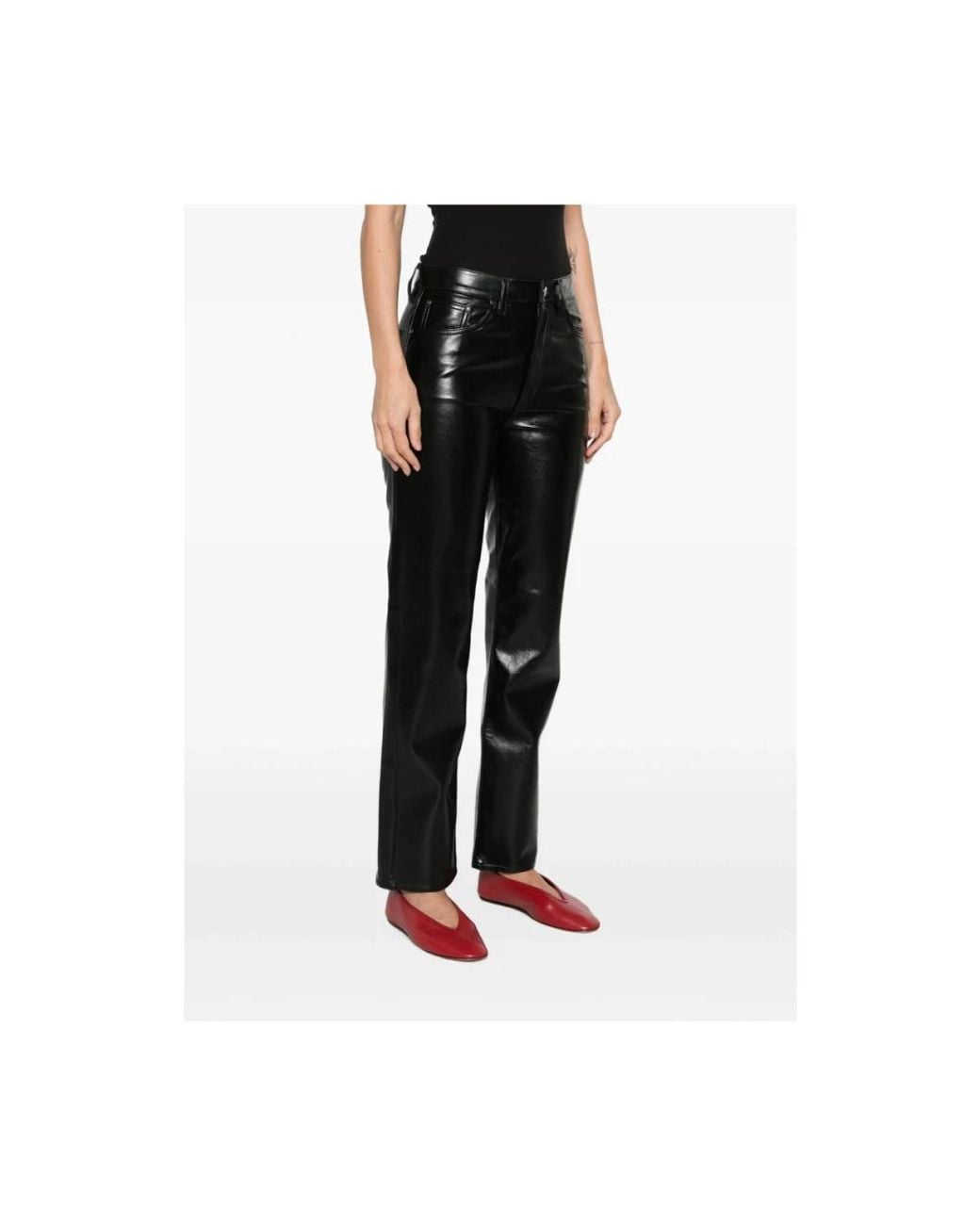 Agolde Black Leather Trousers