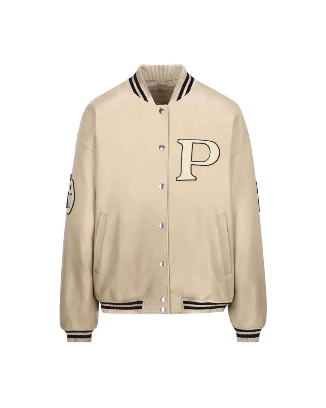 Prada Ivoor Leren Varsity Jack in het Natural voor heren