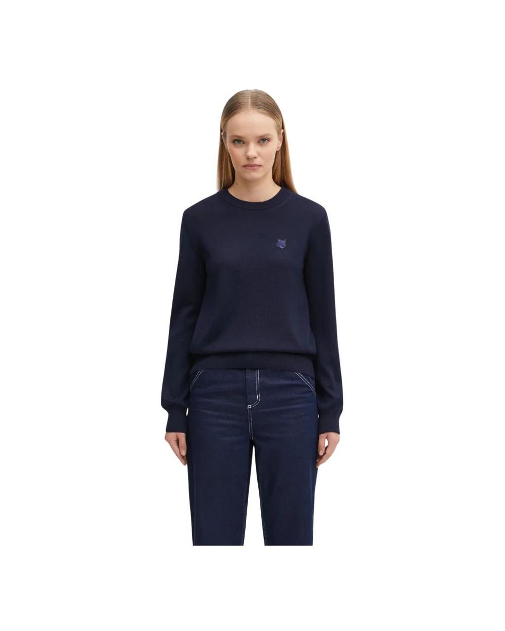 Maison Kitsuné Blue Fox Head Strickpullover