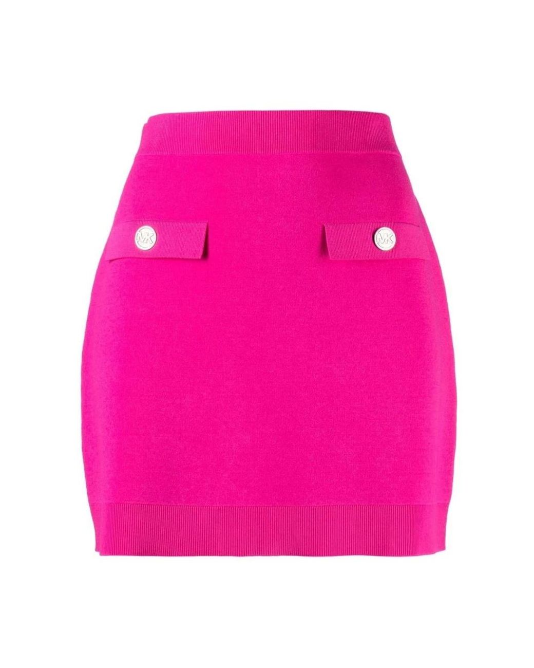 MICHAEL Michael Kors Pink Logo-Embossed Buttoned Miniskirt