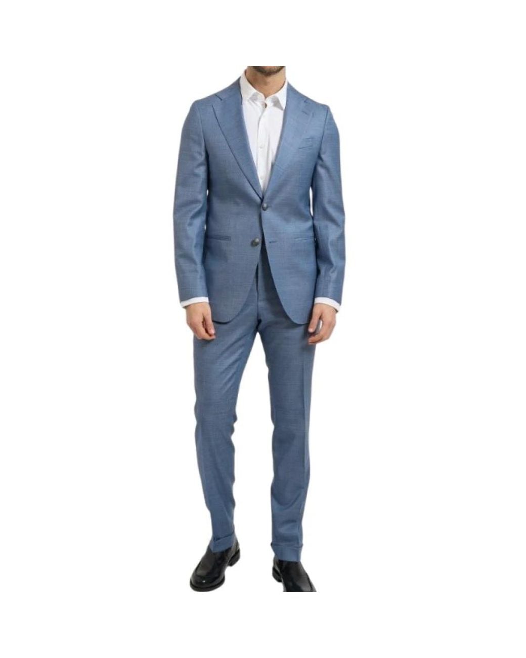Boss Blue Single Breasted Suits for men