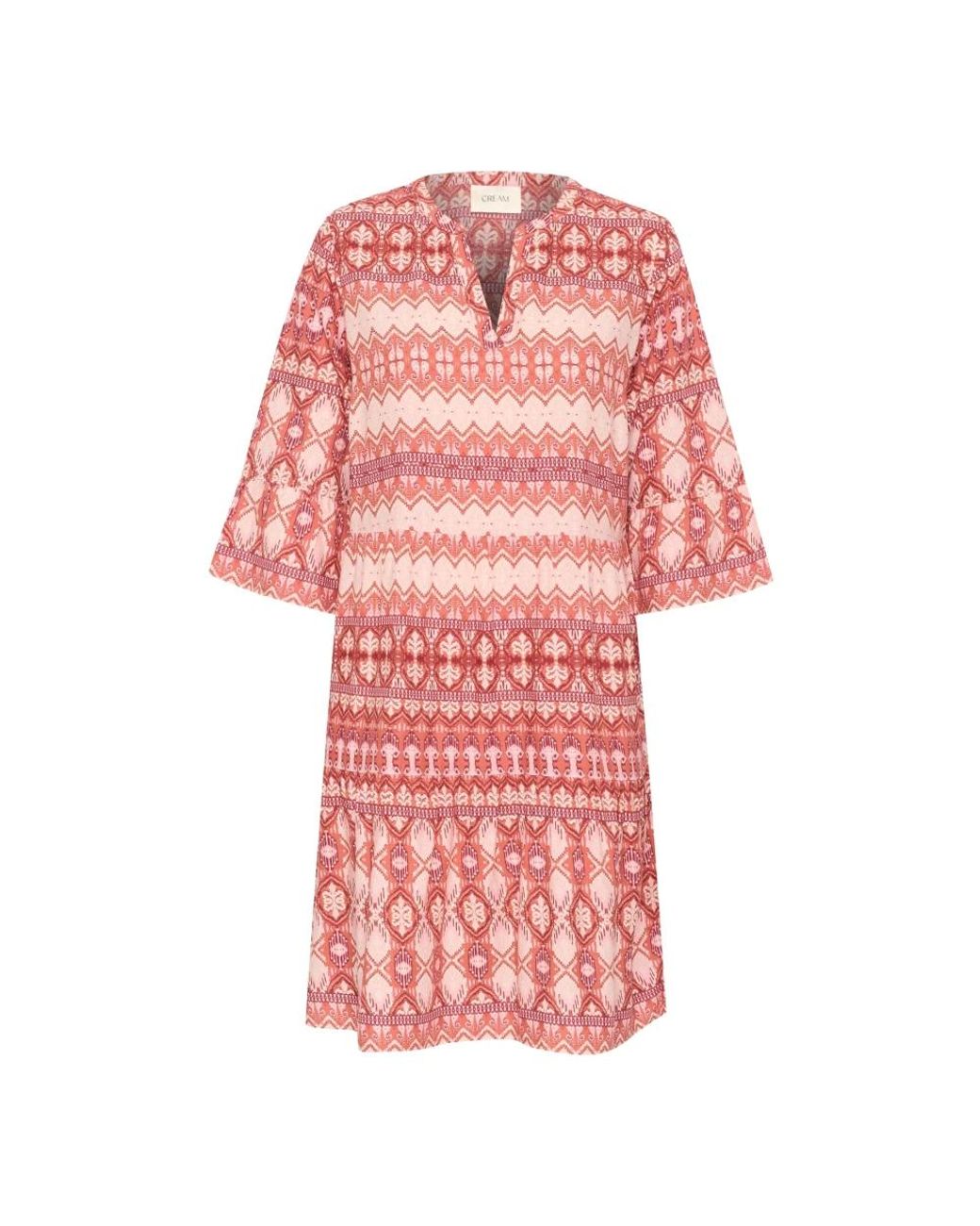 Cream Crtiah Jurk in het Pink