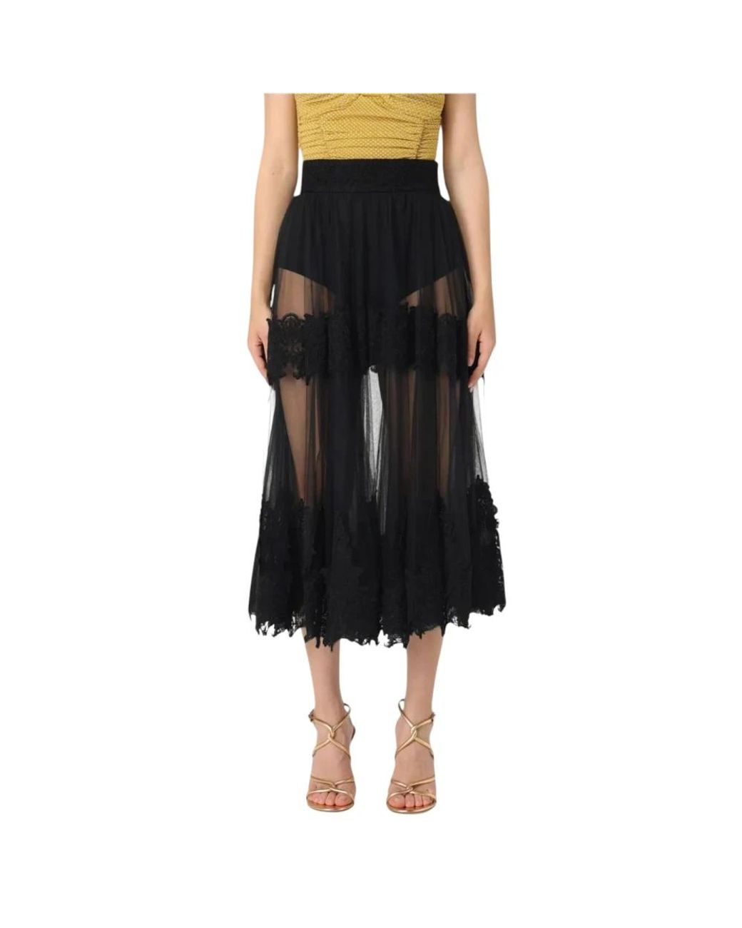 Elisabetta Franchi Black Midi Skirts
