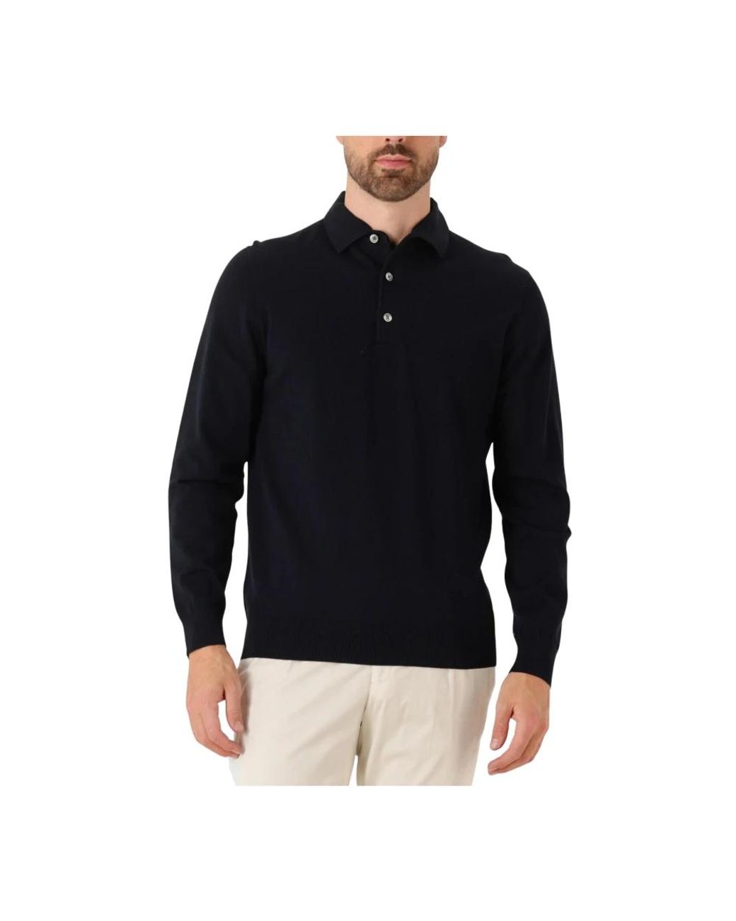 Profuomo Tops ,Blauw Polo Onepiece Sweater in het Black voor heren
