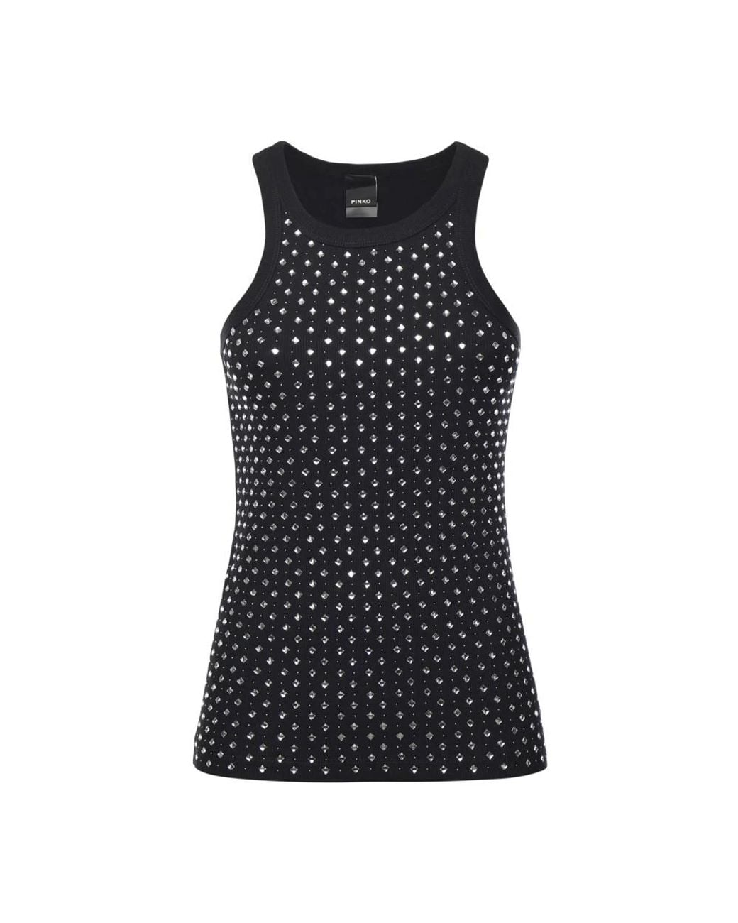 Canotta Con Strass E Borchie di Pinko in Black