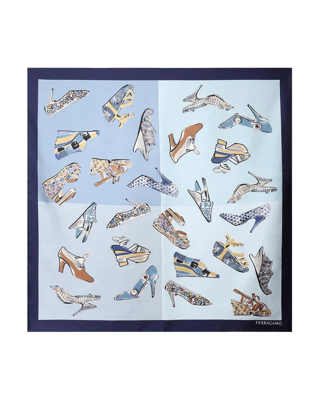 Ferragamo Blue Silky Scarves