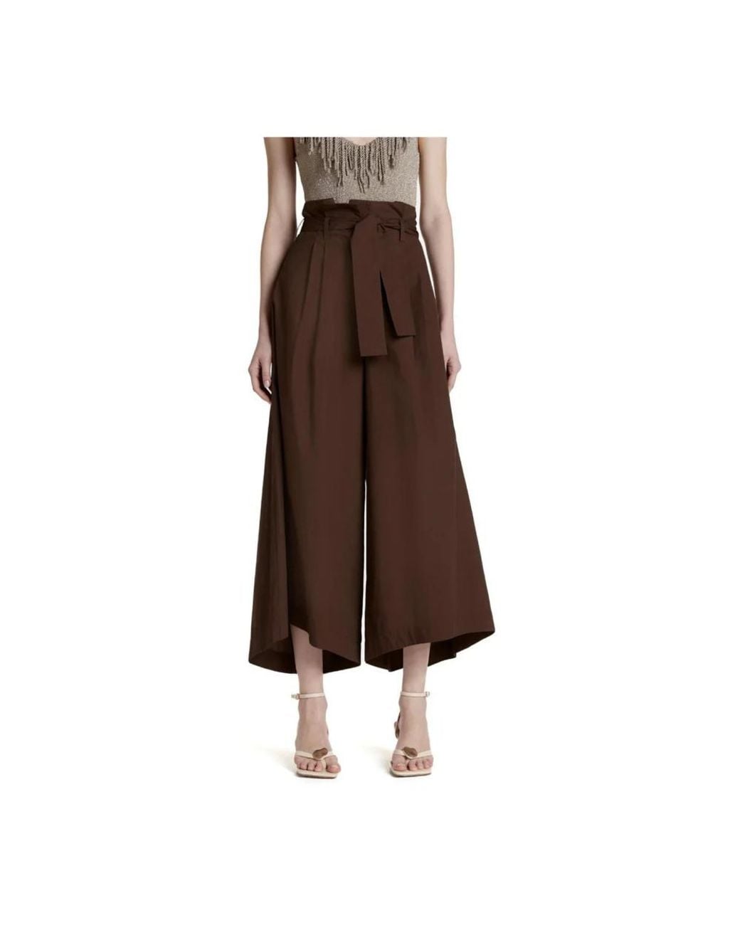 SIMONA CORSELLINI Brown Cropped Trousers