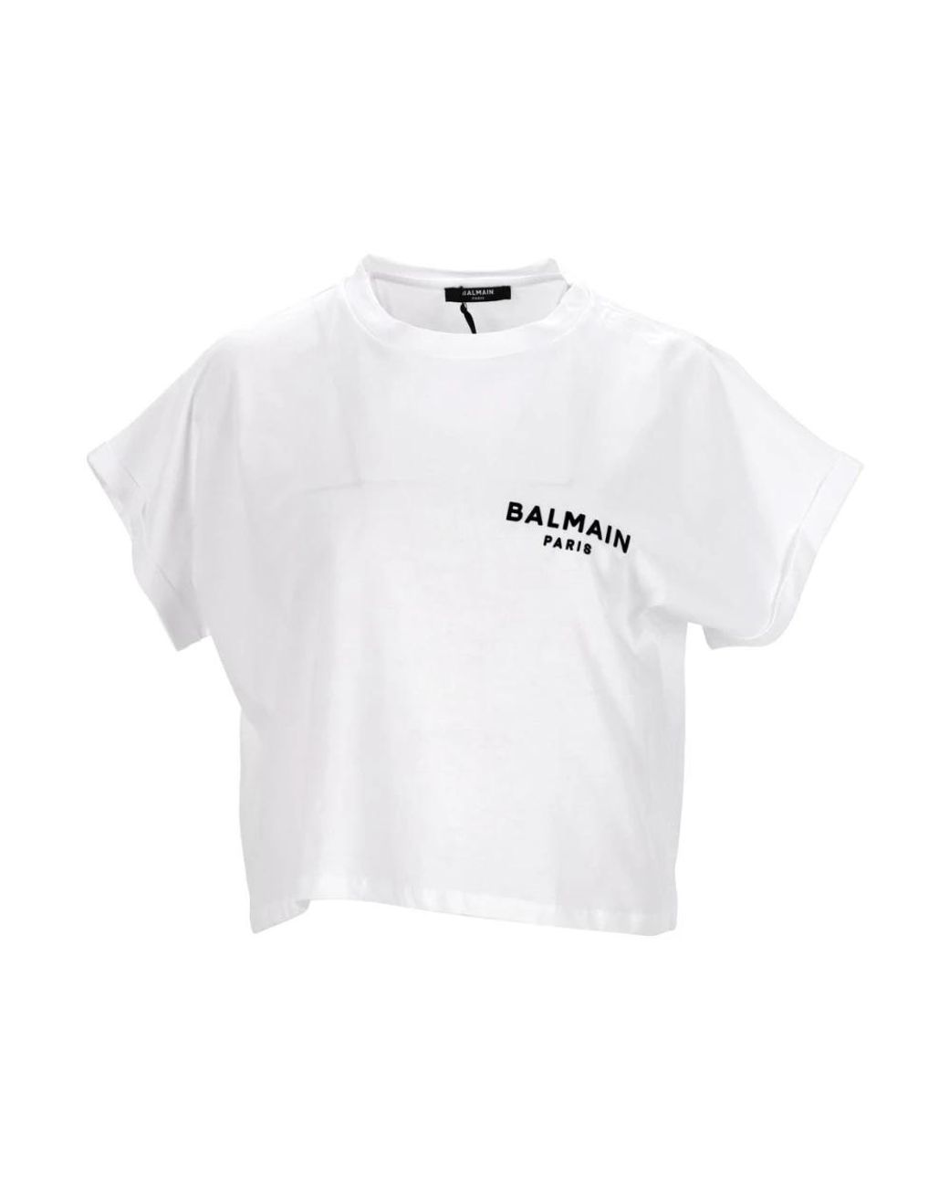 Balmain Witte Crop Top Met Logo Print in het White