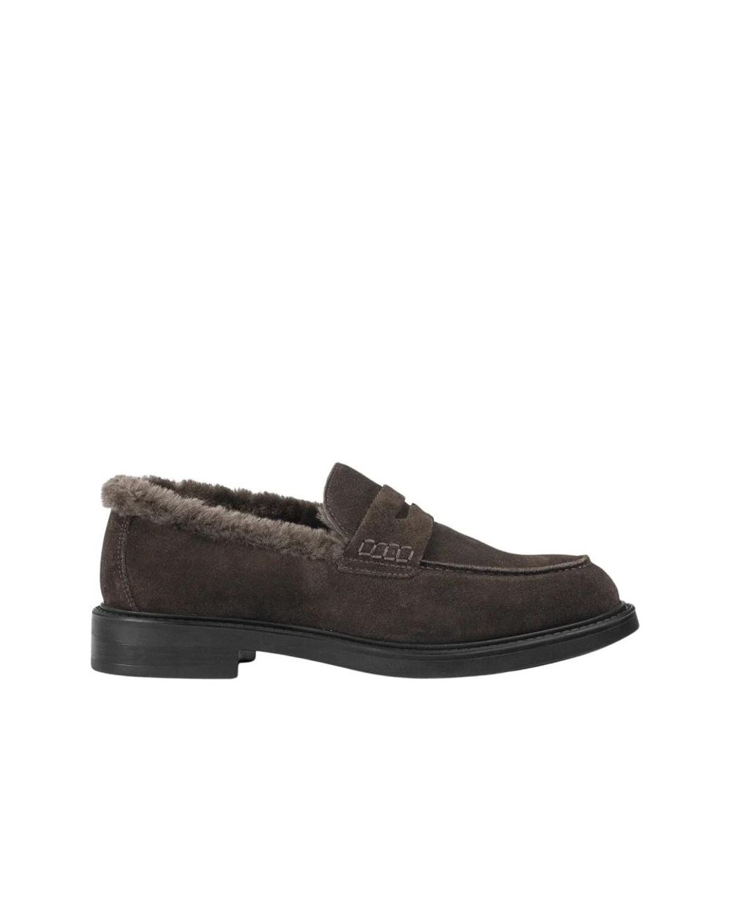 Doucal's Schoenen ,Bruin ,Suède Penny Loafer Van Suède in het Black