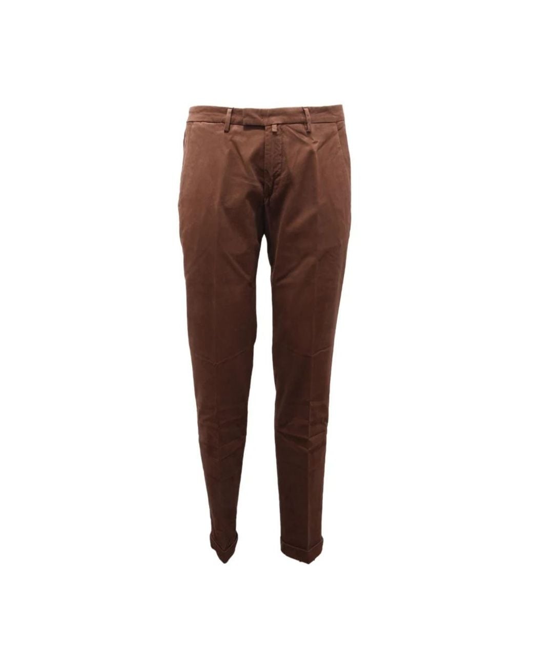 BRIGLIA Brown Slim-Fit Trousers for men