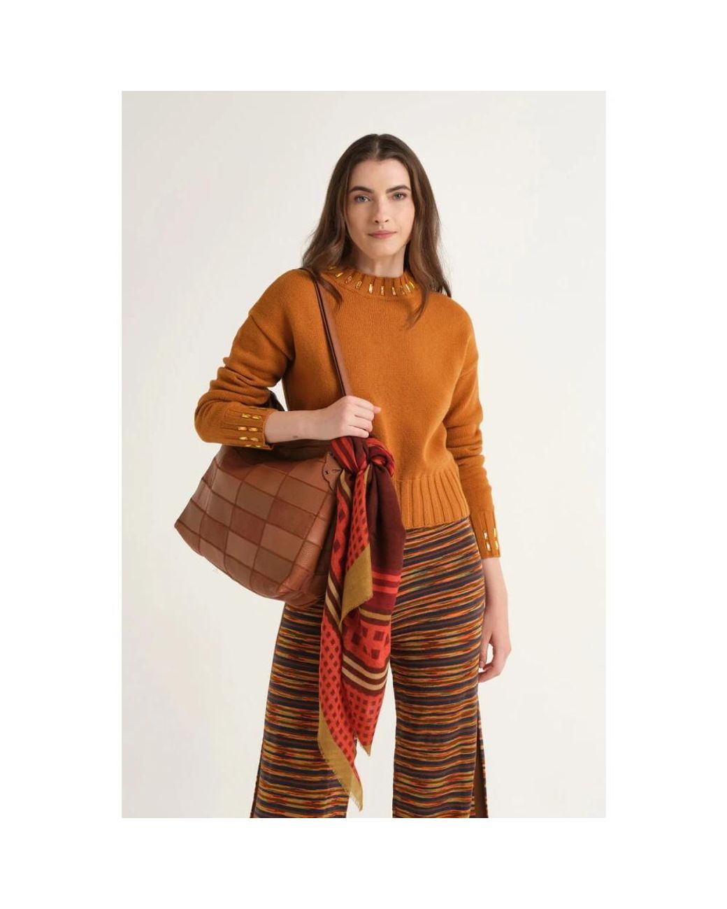 Maliparmi Orange Round-Neck Knitwear