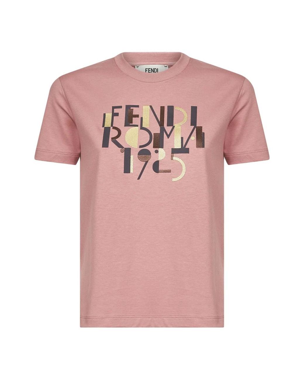 Fendi Tops ,Roze ,Katoen Roma 1925 Print T-Shirt in het Pink