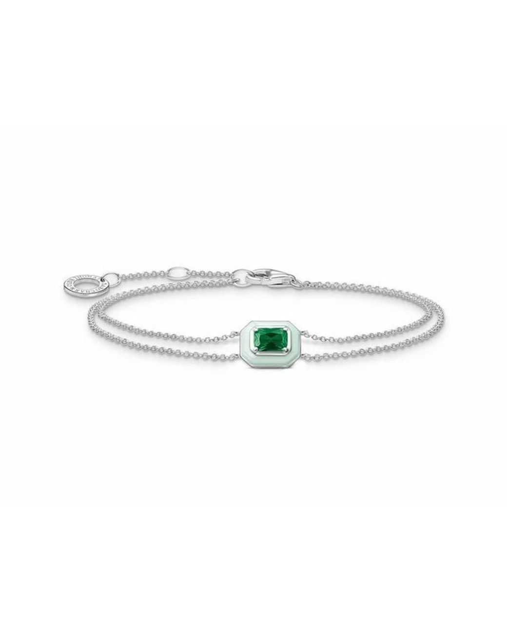Thomas Sabo Accessoires ,Grijs ,Armband Met Groene Steen in het Gray