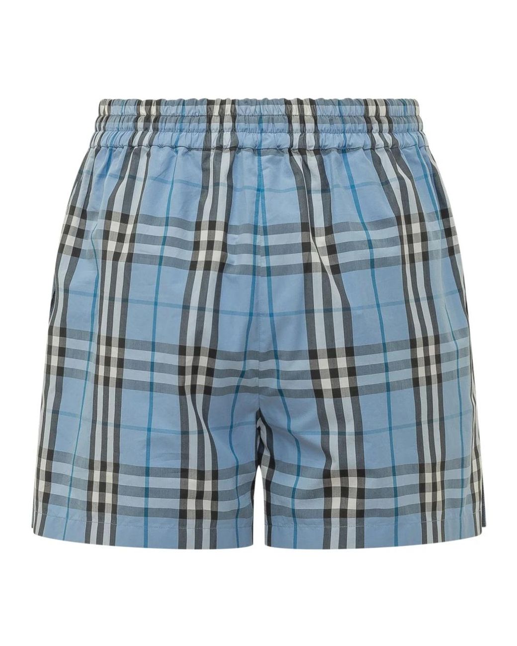 Burberry Checked Drawstring Shorts in het Blue