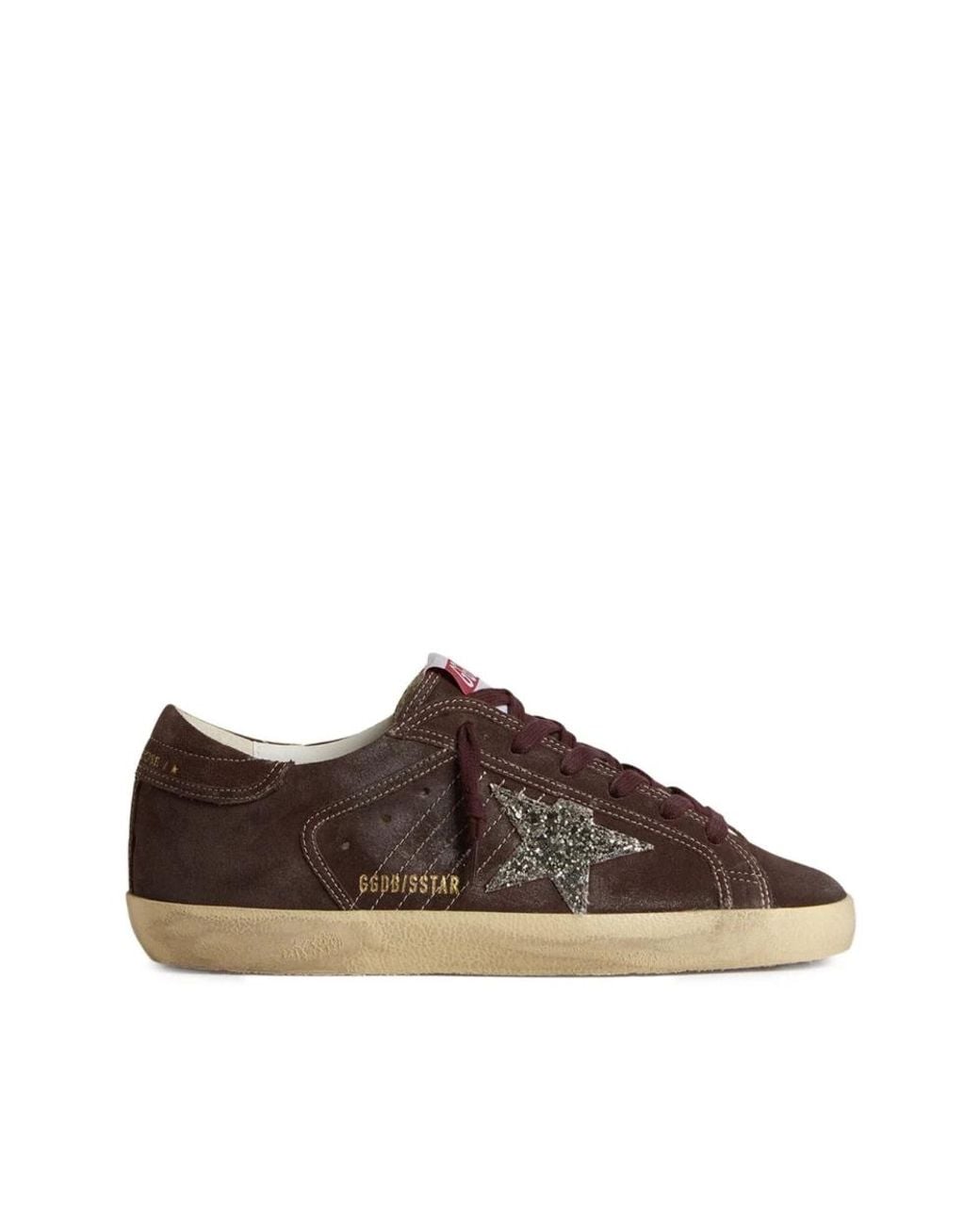 Golden Goose Deluxe Brand Brown Super Star Sneaker With Glitter Star