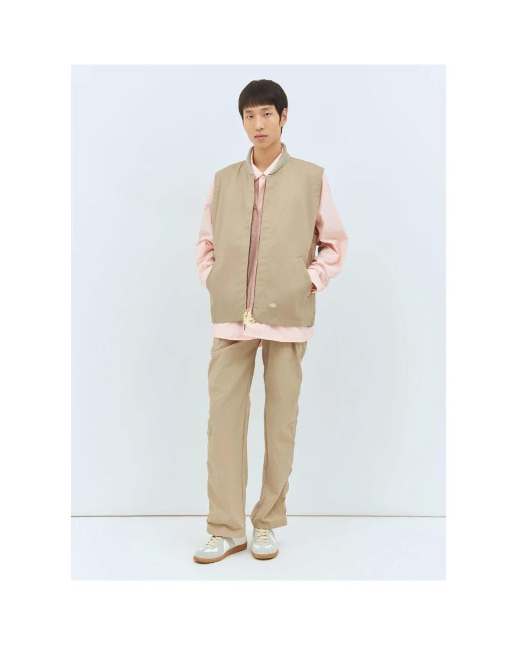 Dickies Jassen ,Katoen Twill Crewneck Vest Met Zakken in het Natural voor heren