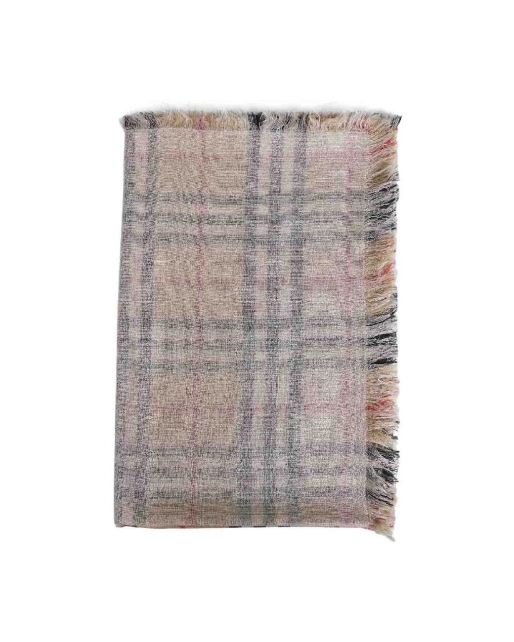 Burberry Gray Double-Layer Seide-Woll-Schal