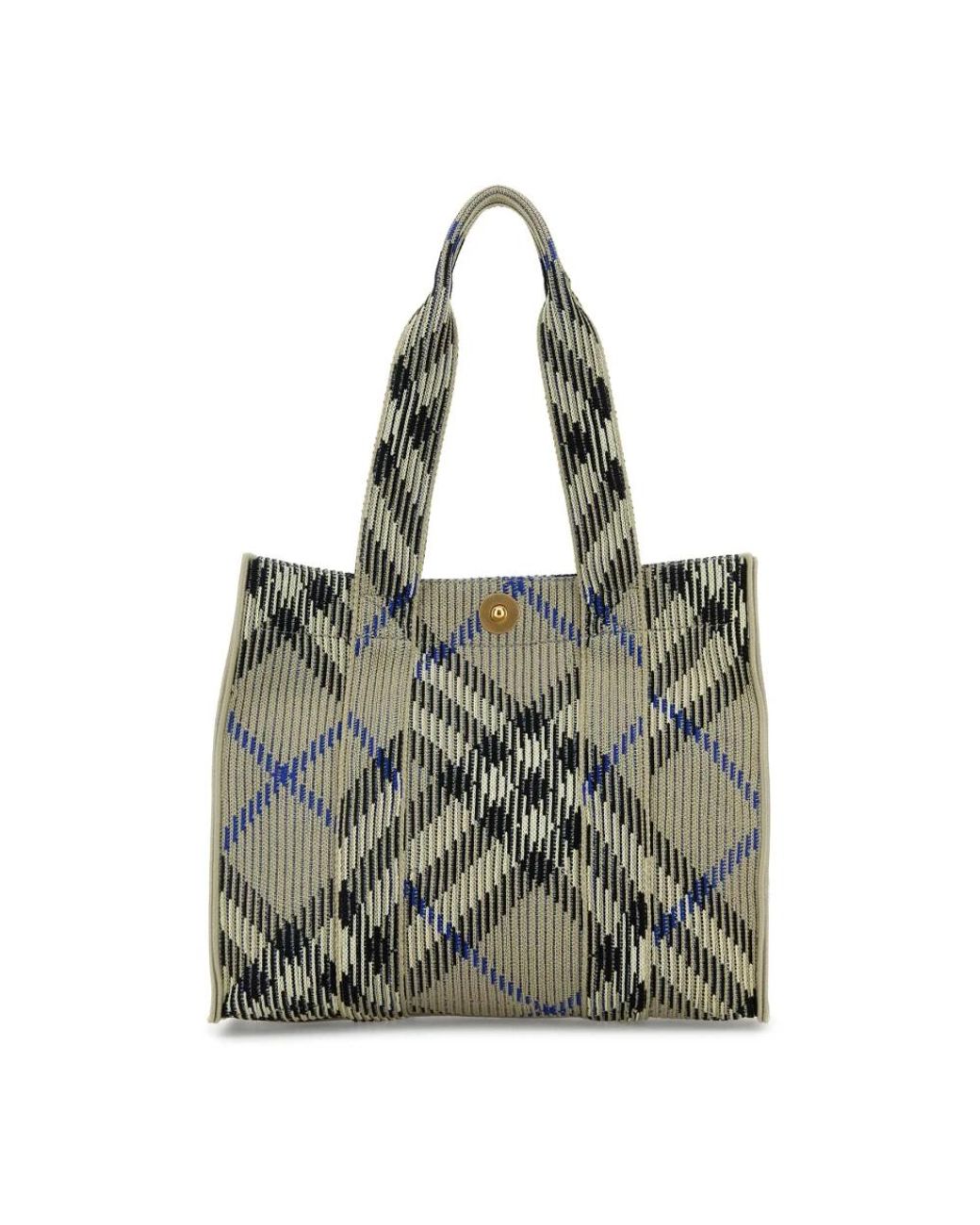 Burberry Green Bestickte Canvas-Einkaufstasche