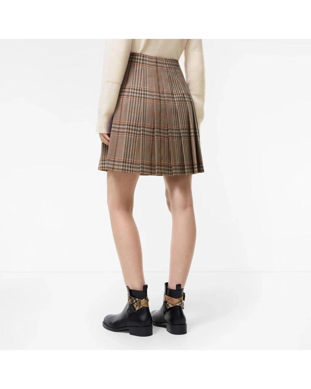 Burberry Brown Check Wool Kilt