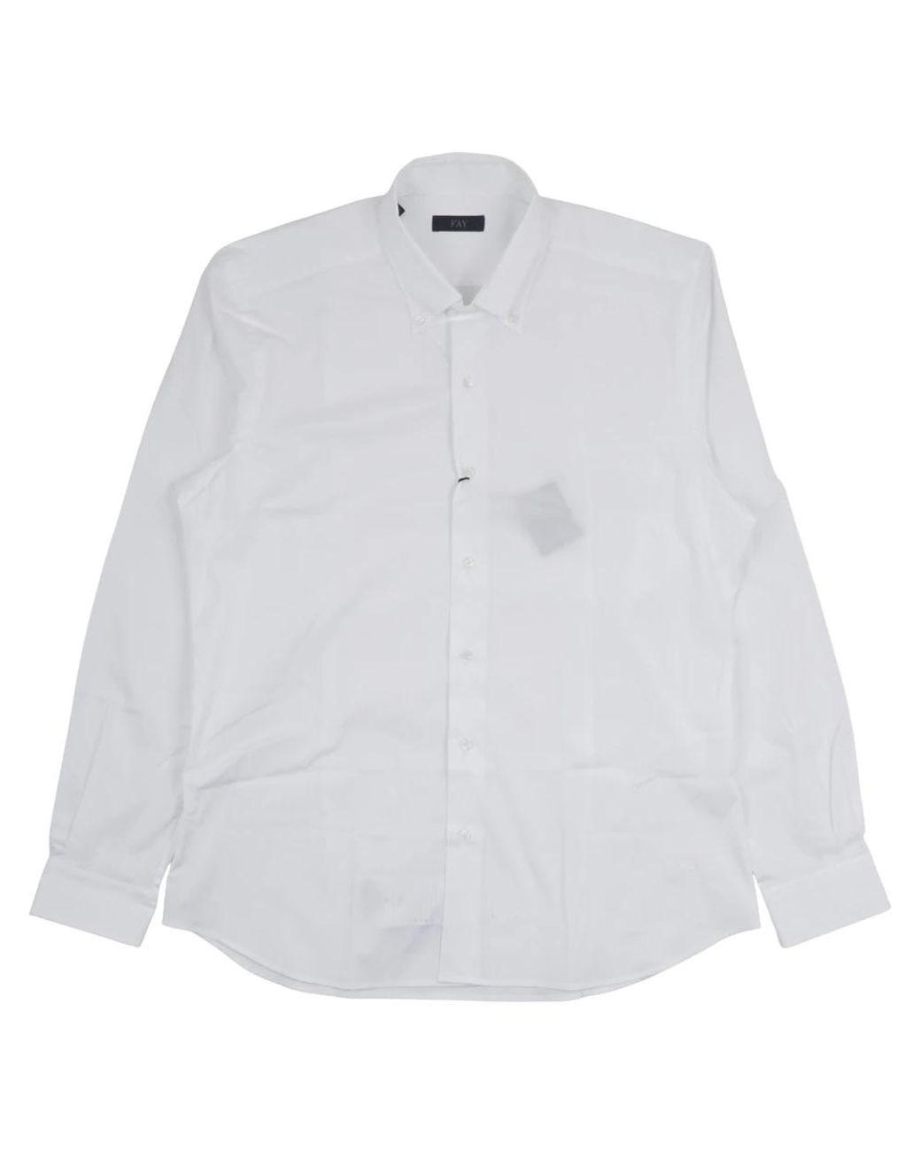 Fay Stretch Poplin Overhemd in het White voor heren