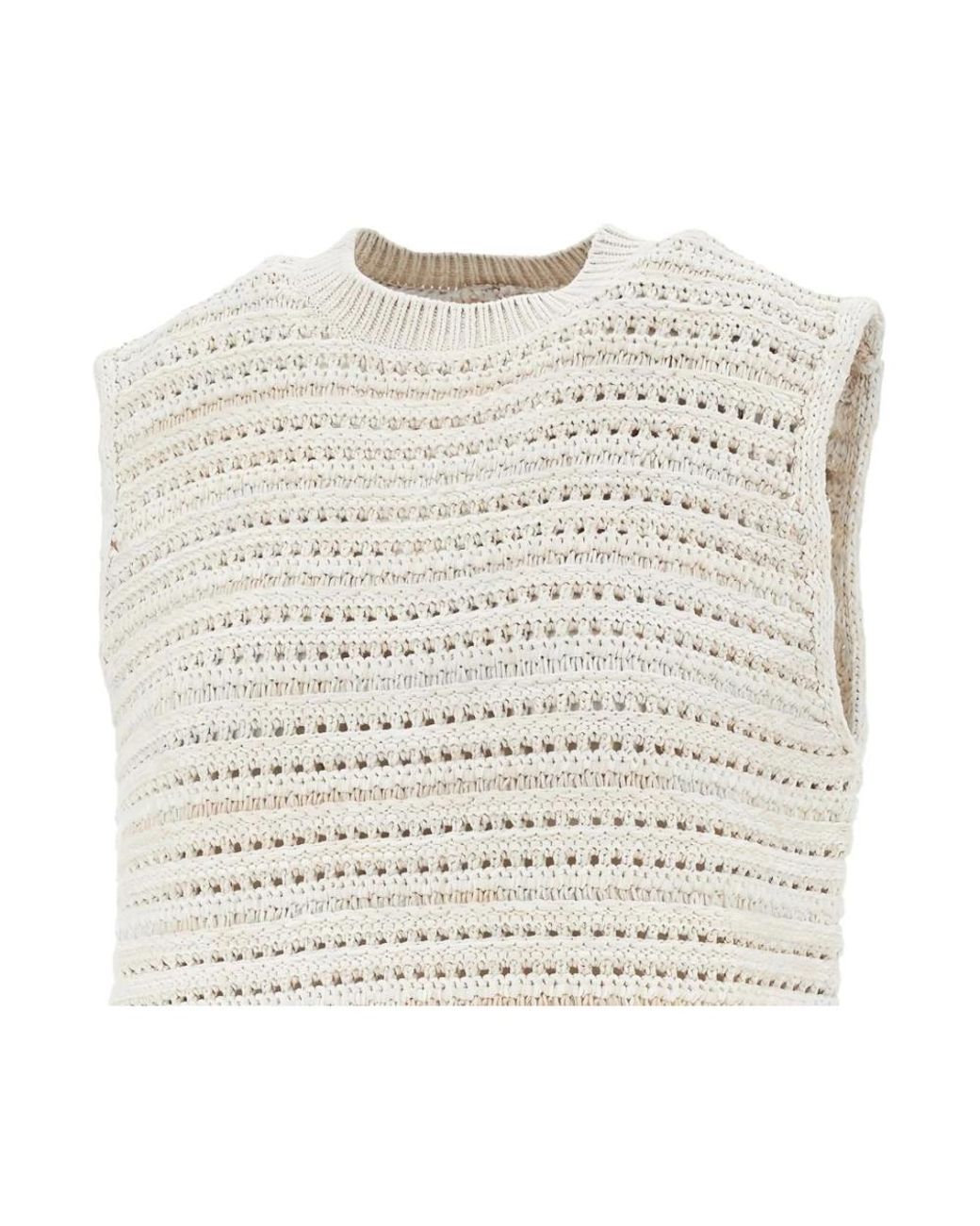 Emporio Armani Natural Openworked Knit Top
