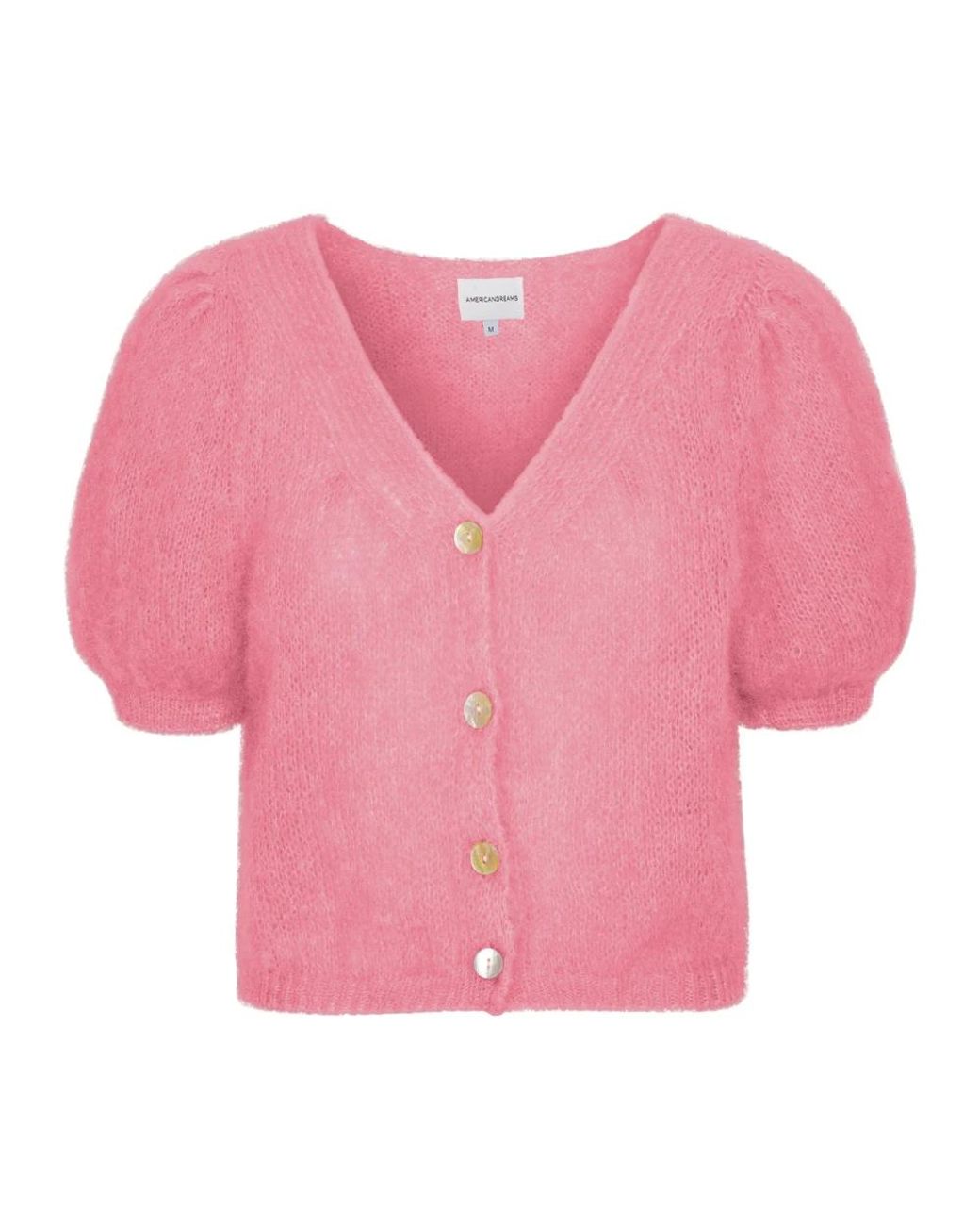 American Dreams Truien & Vesten ,Roze ,Wol V-Hals Mohair Cardigan in het Pink