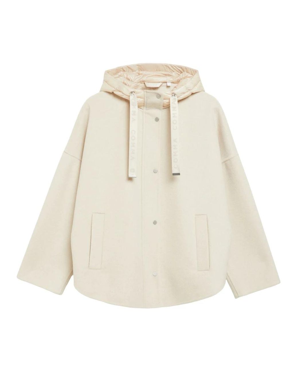 Comma, Jassen ,Leer Cape Jacket in het Natural