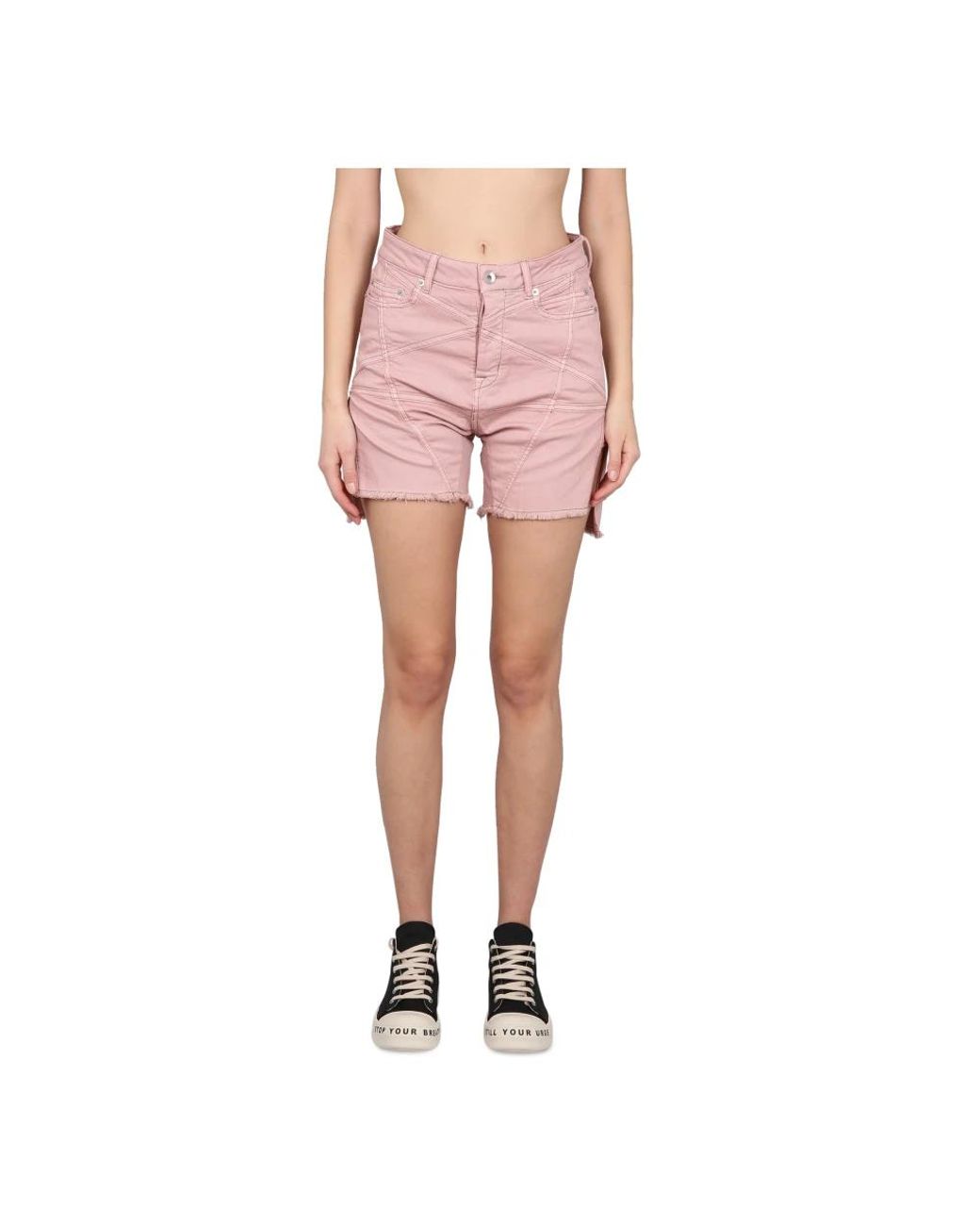 Rick Owens Pink Denim Shorts
