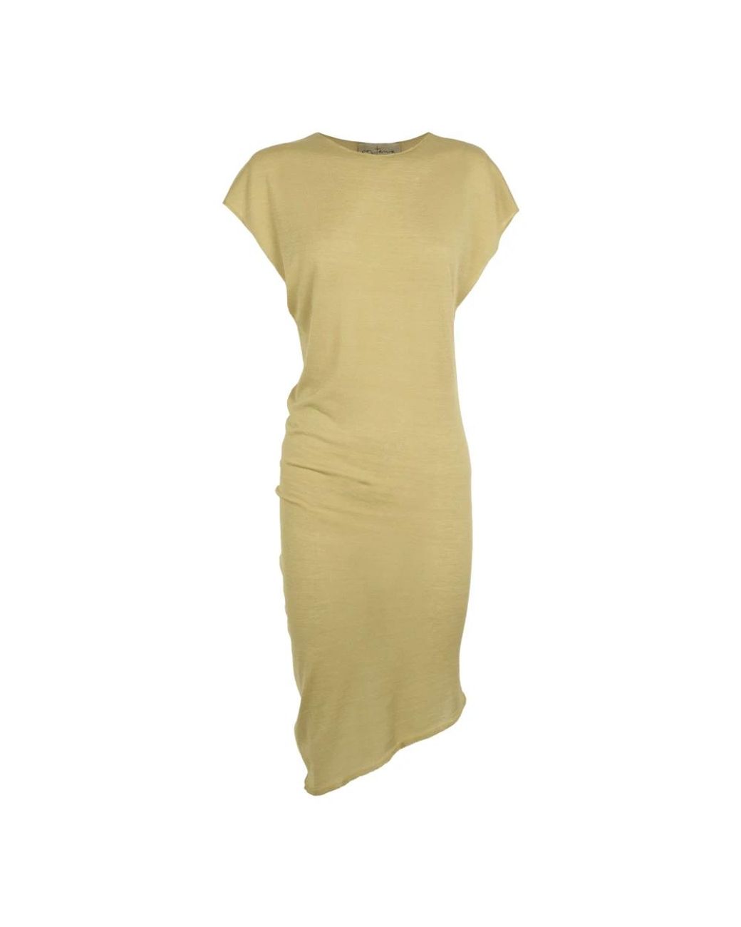 Cortana Yellow Top Mit Drapierung Und Kurzen Ärmeln