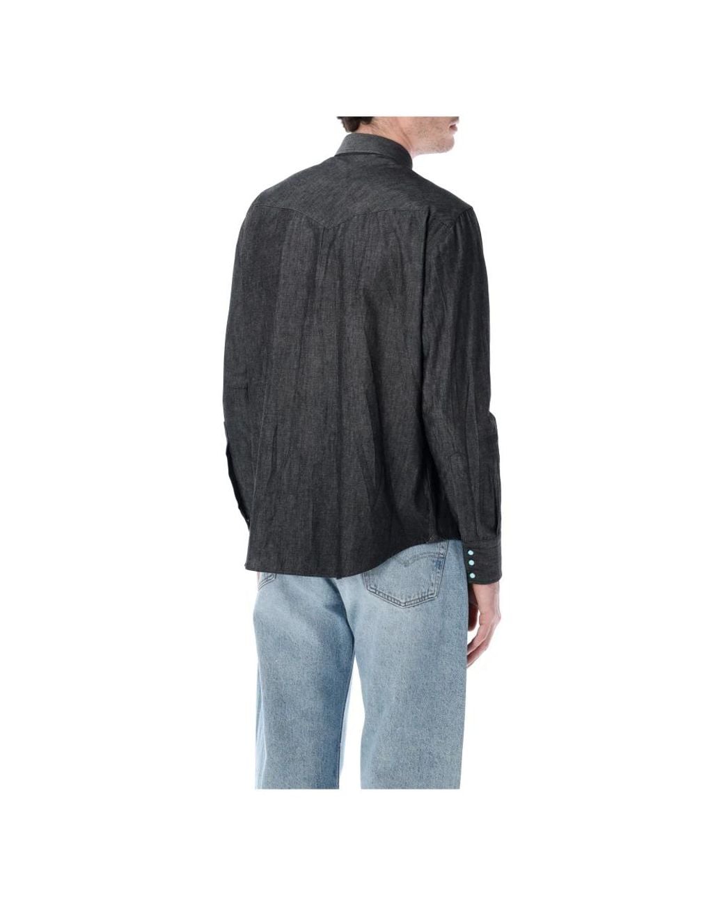 Salvatore Piccolo Black Denim Shirts for men