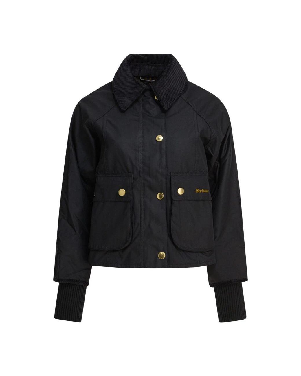 Barbour Jassen ,Zwart ,Katoen Zwarte Cropped Wax Jas Aw 25 in het Black