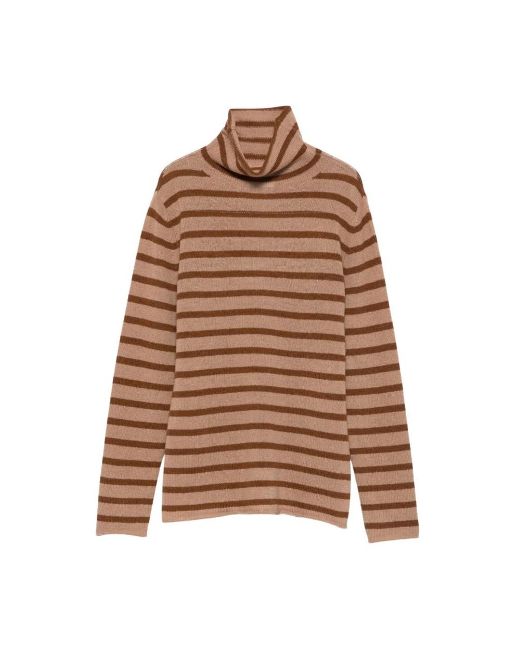 Be You Brown Gestreifter Kaschmirpullover