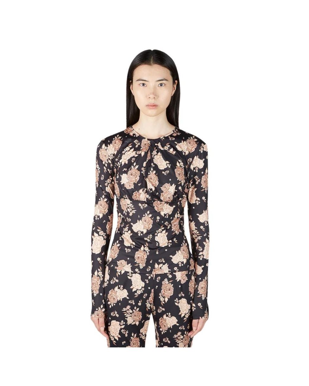 Top de jersey floral con estilo vanguardista ROKH de color Black