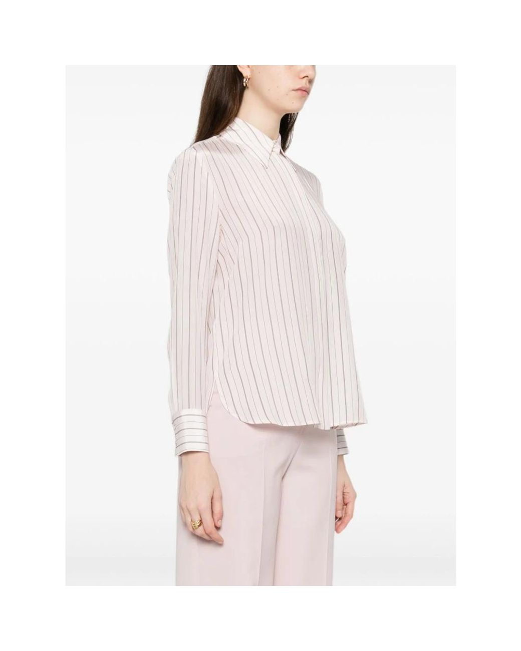 Max Mara Overhemden ,Roze ,Leer Zijden Blouse in het White