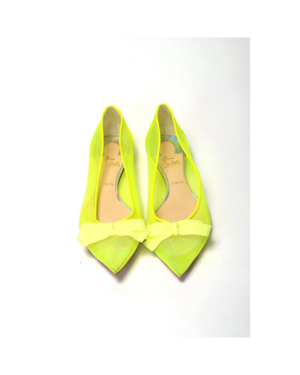 Christian Louboutin Yellow Fluro Flat Point Toe Shoe
