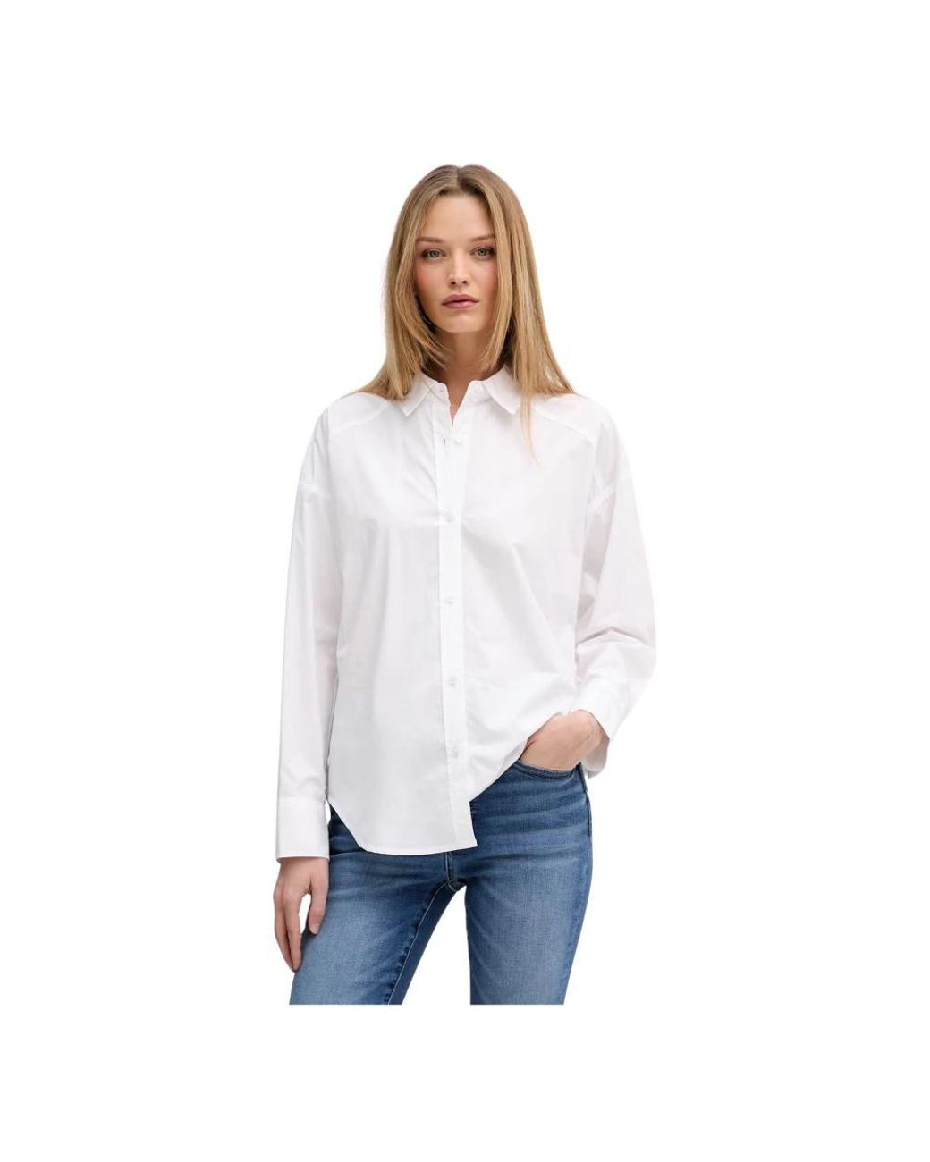DKNY Button Front Shirt With Fitted Back in het White