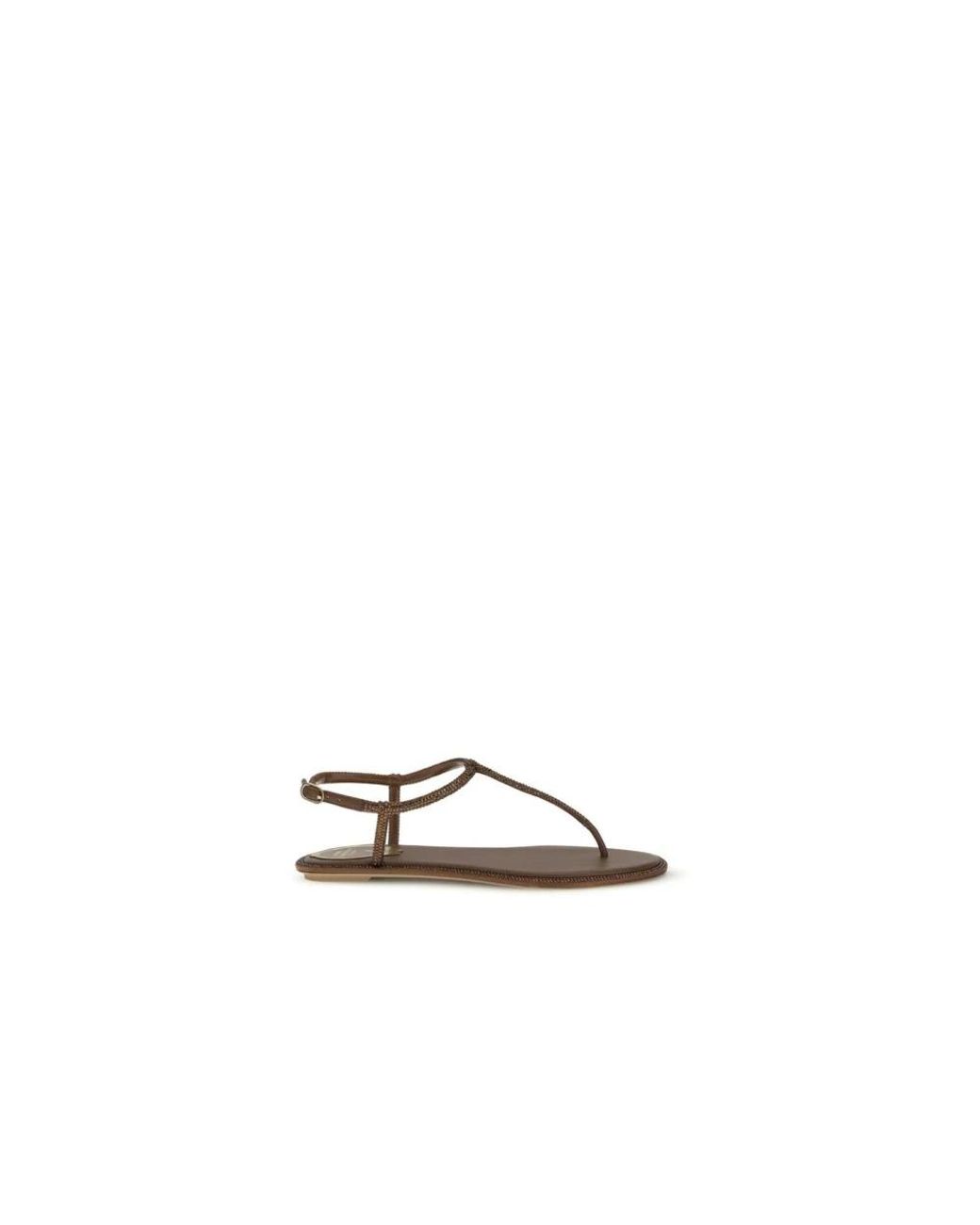 Rene Caovilla Brown Flat Sandals