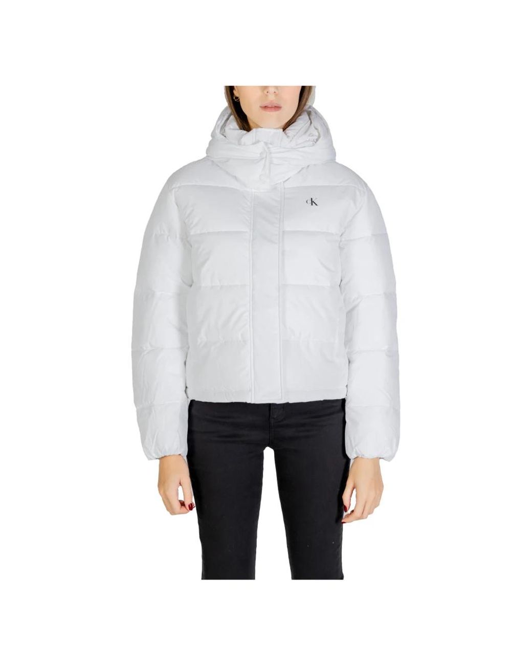 Calvin Klein Jassen ,Wit ,Polyester Mono Logo Damesjas Herfst/Winter in het White