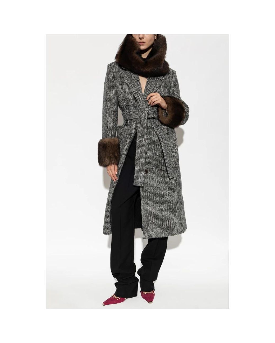 Valentino Garavani Gray Belted Coats