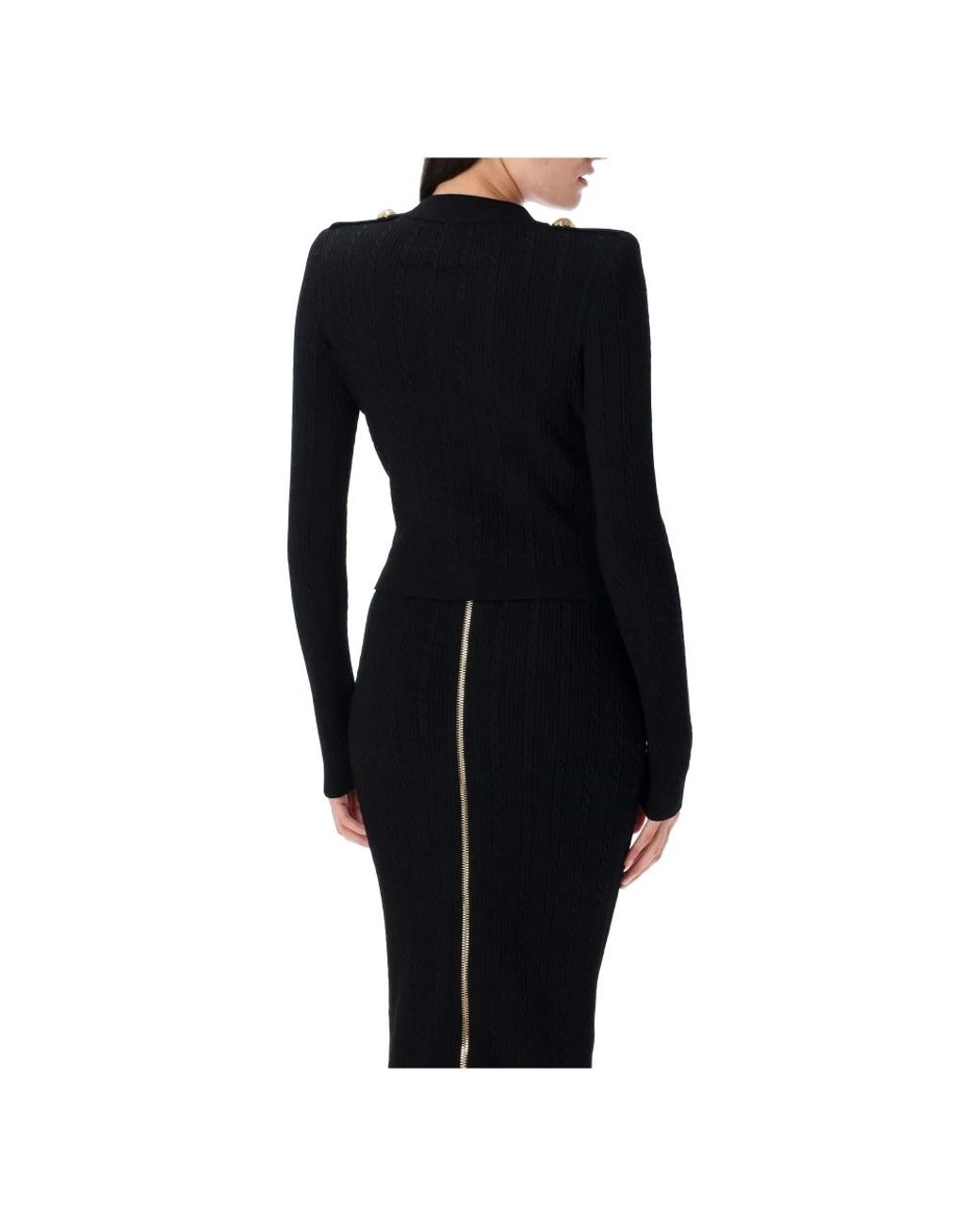 Balmain Truien & Vesten ,Zwart ,Zwart Gebreid Aw 25 Geknipte Vest in het Black