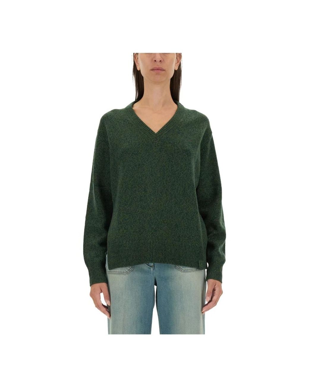 Victoria Beckham Green V-Neck Knitwear