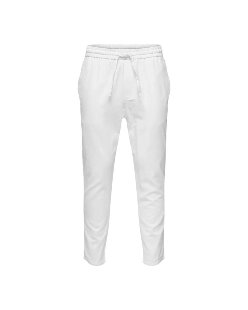 Only & Sons White Cropped Trousers for men