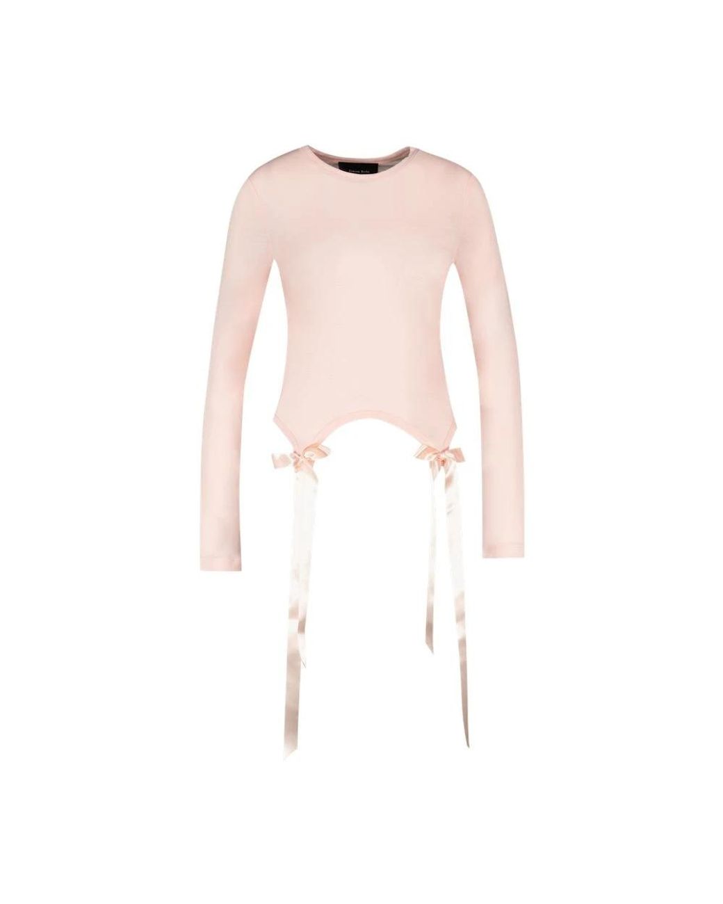 Simone Rocha Pink Bow Tail Easy Long Sleeve T-Shirt