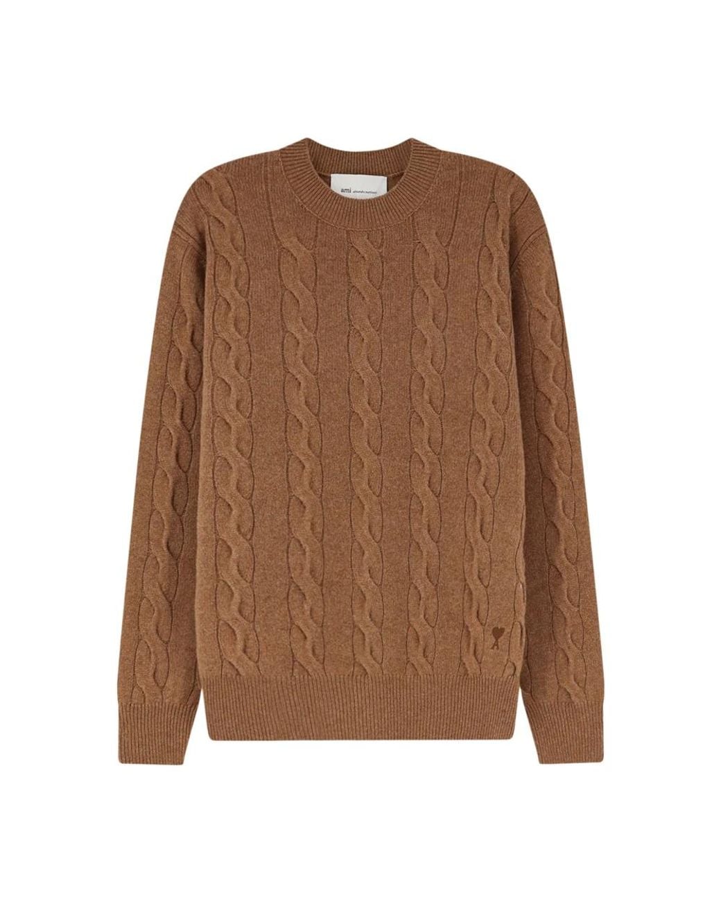 AMI Brown Round-Neck Knitwear for men